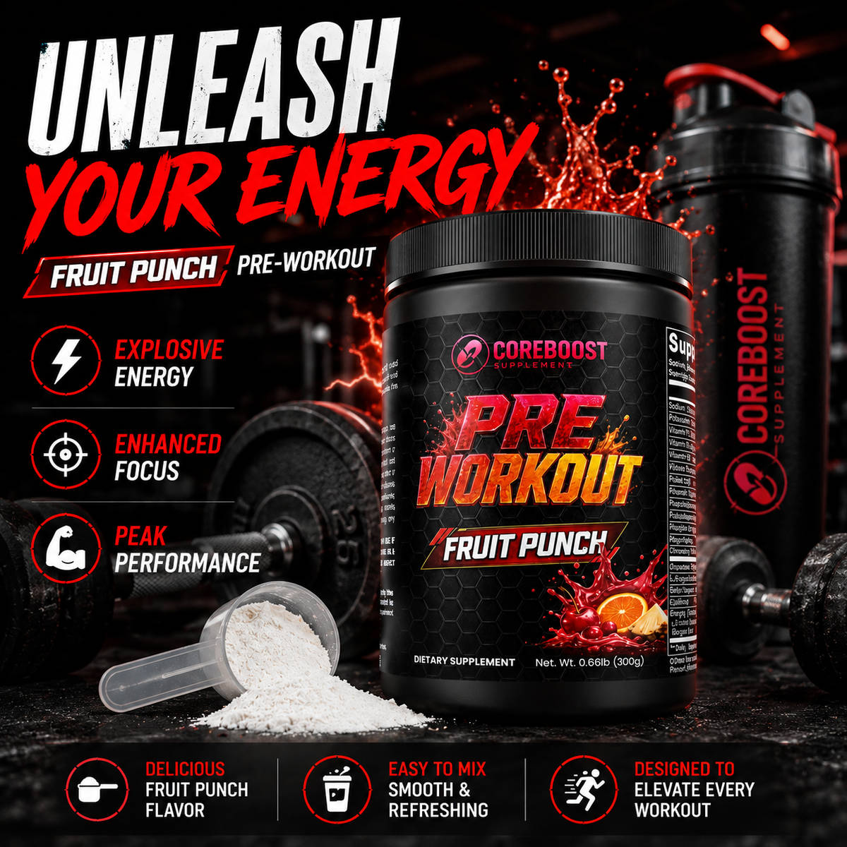 Nitric Shock Pre-Workout Powder (Fruit Punch)