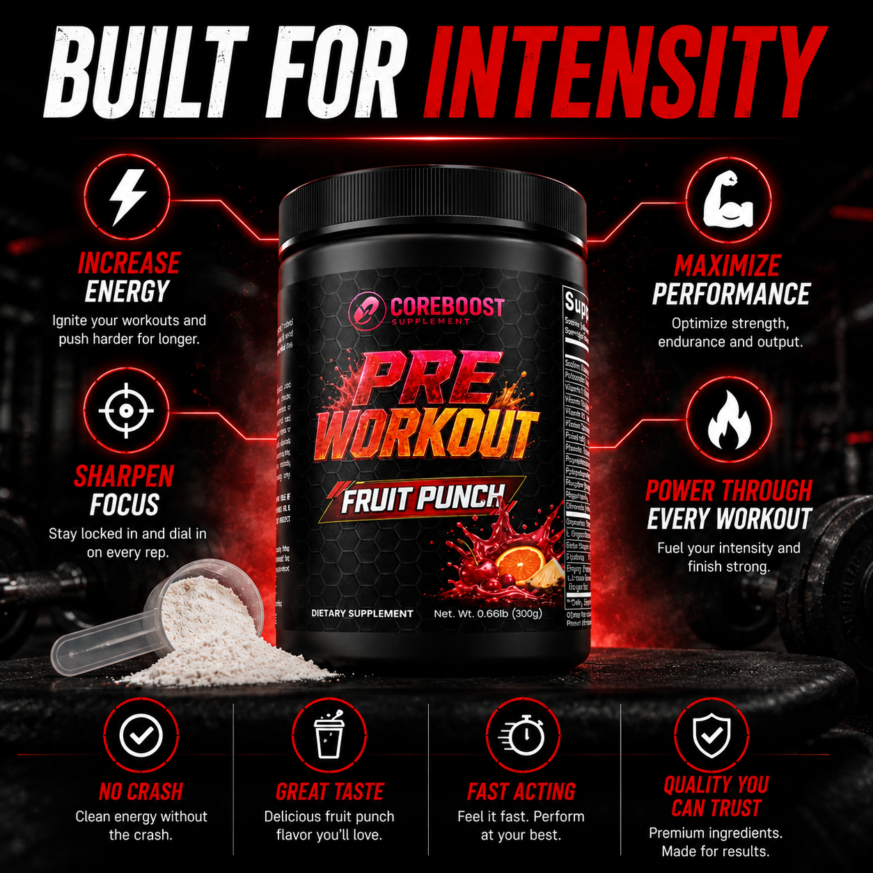 Nitric Shock Pre-Workout Powder (Fruit Punch)
