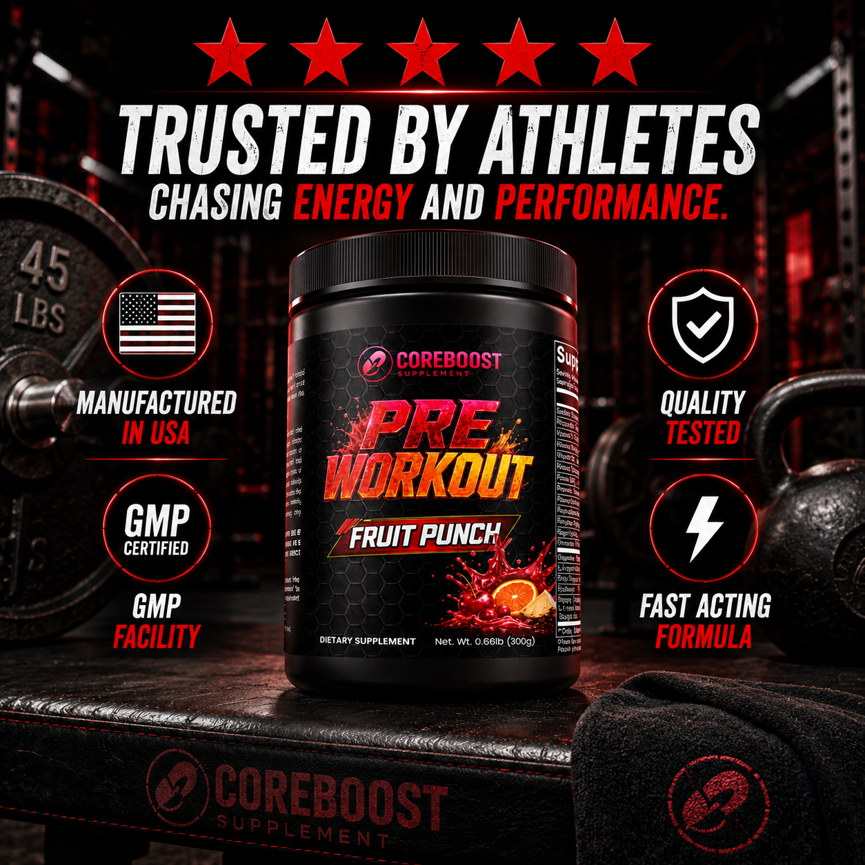 Nitric Shock Pre-Workout Powder (Fruit Punch)