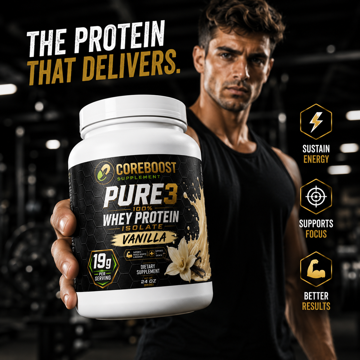Pure3 100% Whey Protein Isolate (Vanilla)