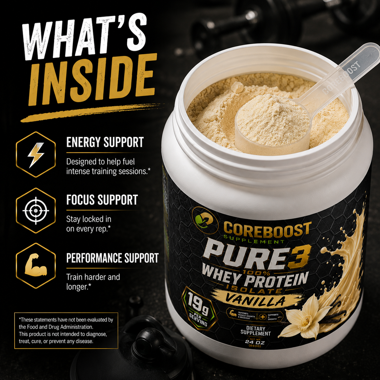 Pure3 100% Whey Protein Isolate (Vanilla)